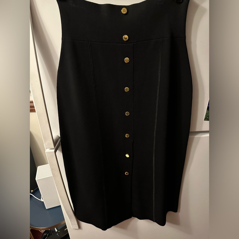 Sandro stretchy gold button midi skirt. Worn once. Stretchy.
